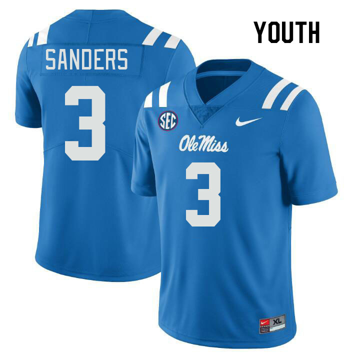 Youth #3 Spencer Sanders Ole Miss Rebels College Football Jerseys Stitched Sale-Power Blue